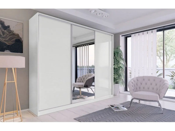 Nowoczesna Biała Szafa Przesuwna BEST z Lustrem 150x205 cm