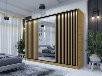 Nowoczesna Szafa Przesuwna Artisan LAMEL z Lustrem i Lamelami180x205 cm