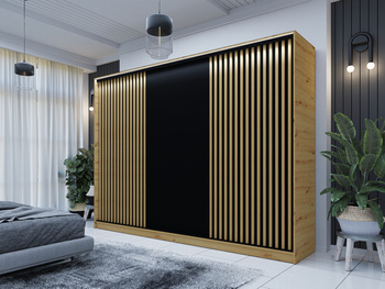 Nowoczesna Szafa Przesuwna Dąb Artisan LAMEL z Lamelami180x205 cm